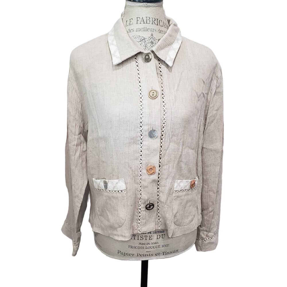 City Girl Petites Tan Unique Button Up Long Sleeved Collared Blouse Shirt